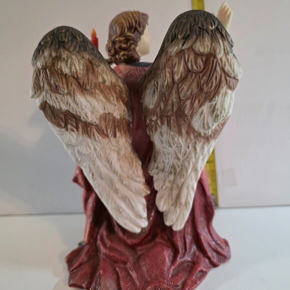O'Well Hand Painted Fine Porcelain Kneeling Angel Torch Figurine 7.75"H x 5.25"L - Picture 4 of 5